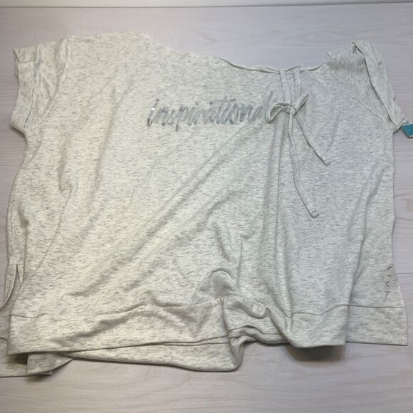 LIVI Active Womens Gray Short Sleeve Off The Shoulder Top Sz 26/28 Inspirational - Picture 1 of 6